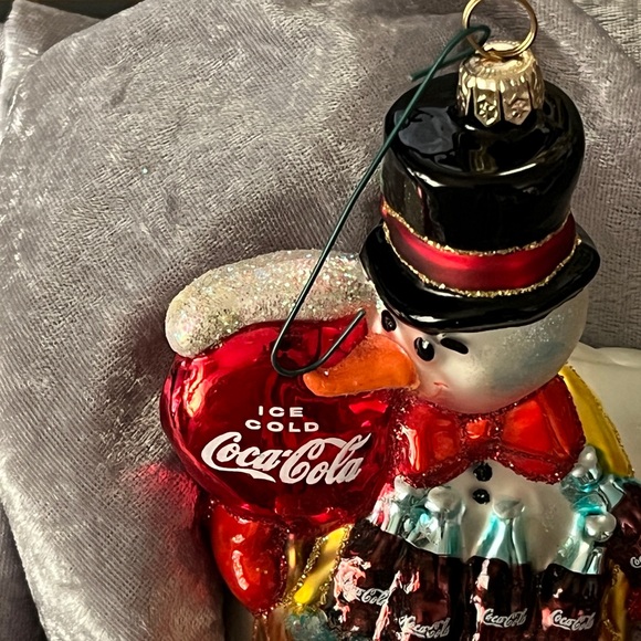Coca-cola Polar Bear Animation framed print, and Blown Glass Snowman Ornament - Picture 7 of 8